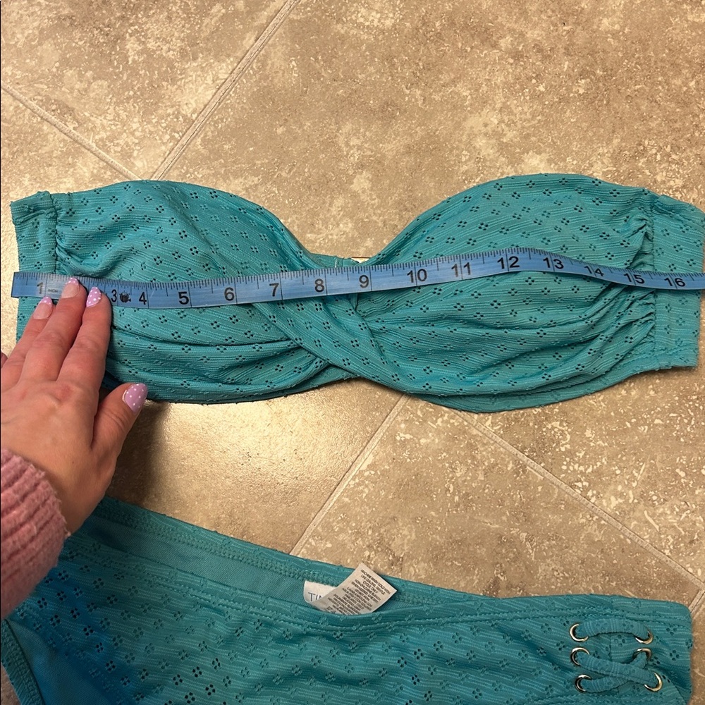 Time and Tru Turquoise Bandeau Bikini Large 12-14 - Picture 7 of 9